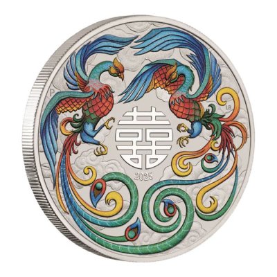 2025 Australia Chinese Myths and Legends Double Phoenix Vivid Silver Coloured 1 oz (Limited)