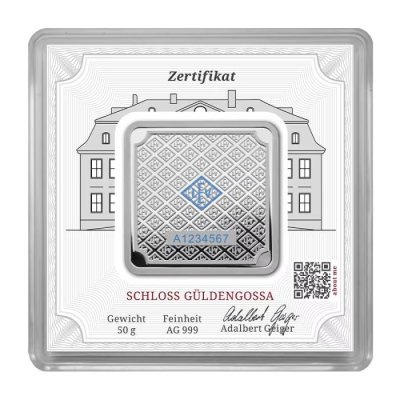 Geiger Silver Square Minted Bar 50 gram (In Capsule)