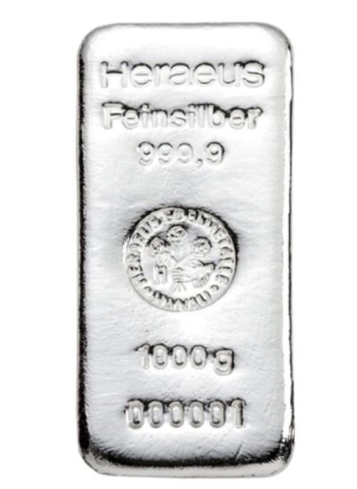 1 Kilo Heraeus Silver Bar No Certificate (Cetakan dibawah 2014 memang belum ada Certi by Heraeus)