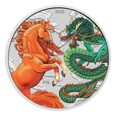 2026 1oz Australia Chinese Myths and Legends - Dragon and Horse Fire and Earth