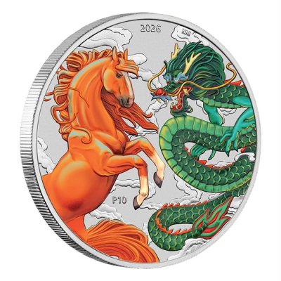 2026 1oz Australia Chinese Myths and Legends - Dragon and Horse Fire and Earth