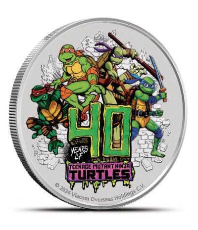 2024 Teenage Mutant Ninja Turtles 40th Anniversary 1oz Silver Coloured Perth Mint Coin in Card