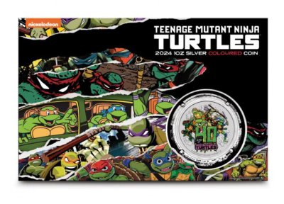2024 Teenage Mutant Ninja Turtles 40th Anniversary 1oz Silver Coloured Perth Mint Coin in Card