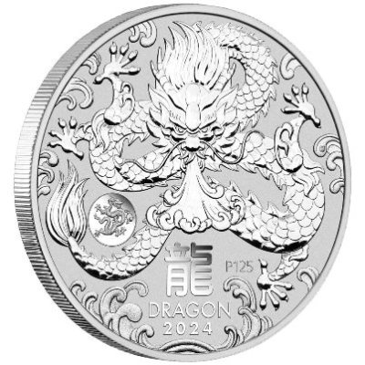 2024 Australia Lunar Series III - Year of the Dragon Silver 1 oz with Dragon Privy (in Capsule) - Limited