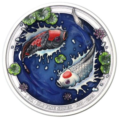 2025 Yinyang Koi Antique enamel with stone Bullion Tree Indonesia 1 oz