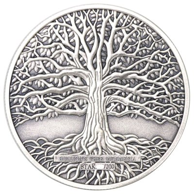 2025 Yinyang Koi Antique enamel with stone Bullion Tree Indonesia 1 oz