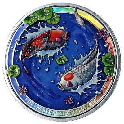 2025 Yinyang Koi Proof enamel with stone and hologram Bullion Tree Indonesia 1 oz