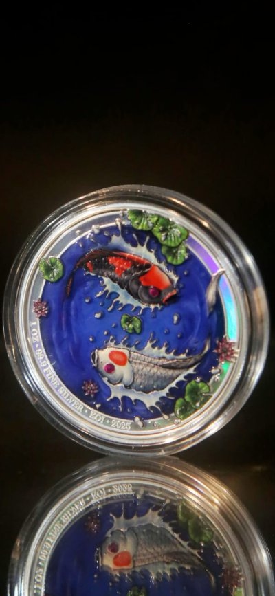 2025 Yinyang Koi Proof enamel with stone and hologram Bullion Tree Indonesia 1 oz