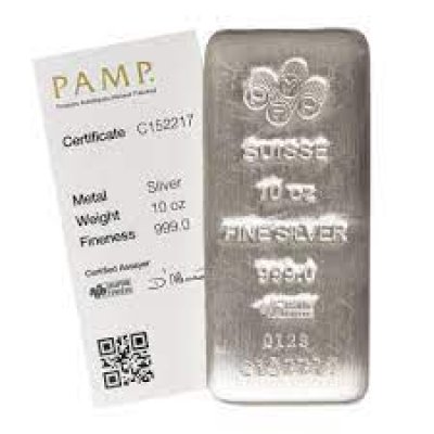 10 oz PAMP Suisse Silver Cast Bar 10 oz PAMP Suisse Silver Cast Bar