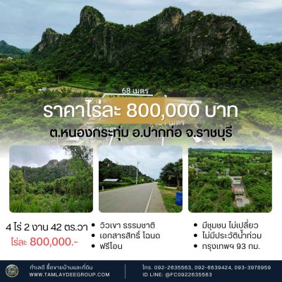 ที่ดินวิวเขา ติดถนนลาดยาง โฉนดครุฑแดง นส.4 จ.