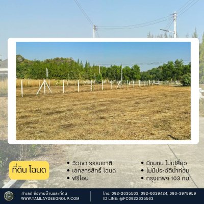 ที่ดินวิวเขา ไม่มีประวัติน้ำท่วม ใกล้รพ.จอมบึง และตลาด