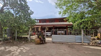 บ้านสวนผสมผสาน ต้นไม้ร่มรื่น ติดถนนลาดยาง พร้อมห้องทำงานริมบ่อน้ำ