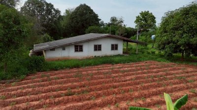 บ้านพร้อมที่ดิน ติดถนนสาธารณะ 2 ด้าน ใกล้ถนนทางหลวง โฉนดครุฑแดง