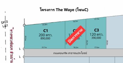ที่ดินติดถนนทางหลวง ทำเลค้าขาย 200 ตร.วา