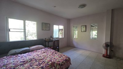 บ้านสวน ริมคลองชลประทาน ติดถนนลาดยาง 1ไร่