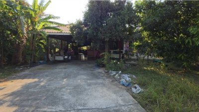 บ้านสวน ริมคลองชลประทาน ติดถนนลาดยาง 1ไร่