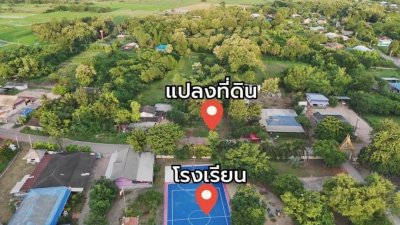 ที่ดินติดถนนลาดยาง 1 ไร่ 800,000 บาท อยู่ในชุมชนบ้านเรือน อยู่หน้าโรงเรียน