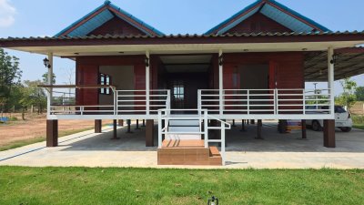 บ้านพร้อมที่ดิน 1 ไร่ 1 งาน 29 ตร.วา บ้านทรงไทยคู่ (น๊อคดาวน์)