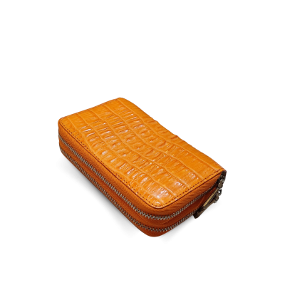 CACWK-002BTR : CROCODILE LEATHER DOUBLE ZIPPED KEY WALLET