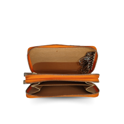 CACWK-002BTR : CROCODILE LEATHER DOUBLE ZIPPED KEY WALLET