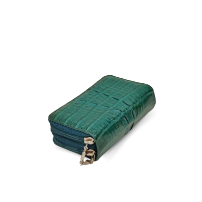 CACWK-003BTR : CROCODILE LEATHER DOUBLE ZIPPED KEY WALLET