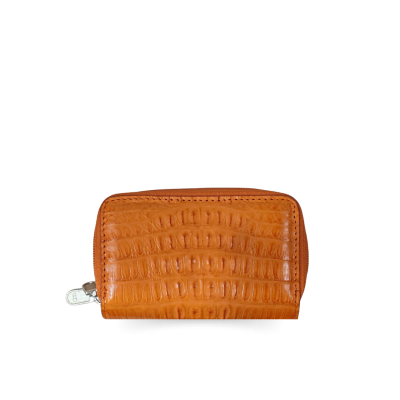 CACWK-003BTR : CROCODILE LEATHER DOUBLE ZIPPED KEY WALLET