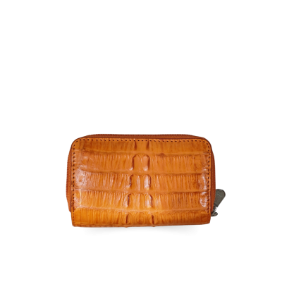 CACWK-003BTR : CROCODILE LEATHER DOUBLE ZIPPED KEY WALLET