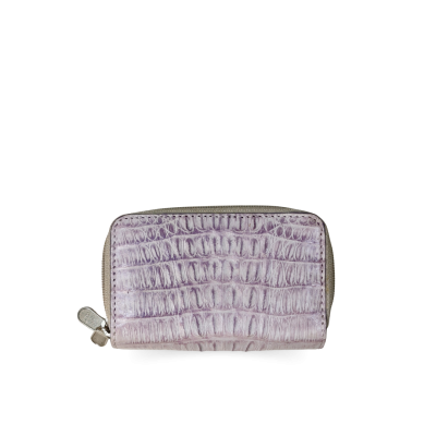 CACWK-003BTR : CROCODILE LEATHER DOUBLE ZIPPED KEY WALLET