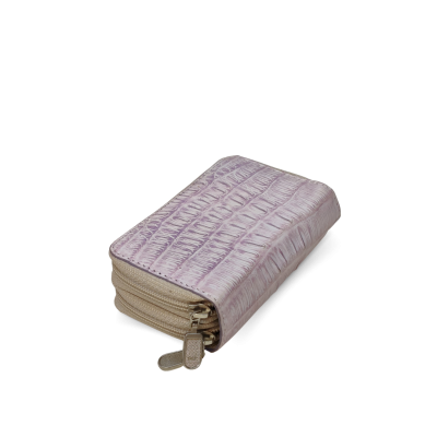 CACWK-003BTR : CROCODILE LEATHER DOUBLE ZIPPED KEY WALLET