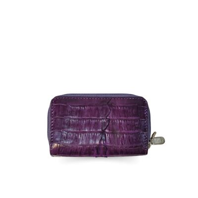 CACWK-003BTR : CROCODILE LEATHER DOUBLE ZIPPED KEY WALLET