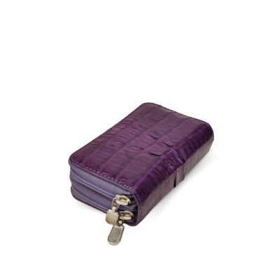 CACWK-003BTR : CROCODILE LEATHER DOUBLE ZIPPED KEY WALLET