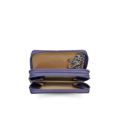 CACWK-003BTR : CROCODILE LEATHER DOUBLE ZIPPED KEY WALLET