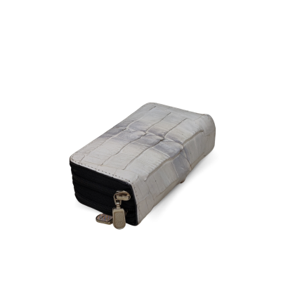 CACWK-003BTR : CROCODILE LEATHER DOUBLE ZIPPED KEY WALLET