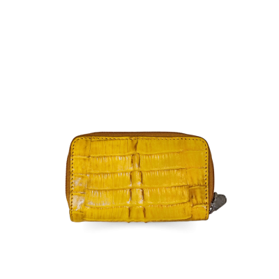 CACWK-003BTR : CROCODILE LEATHER DOUBLE ZIPPED KEY WALLET