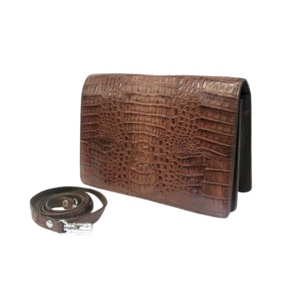 CROCODILE HORNBACK LEATHER CLUTCH CROSS-BODY BAG : CLB0004HKR