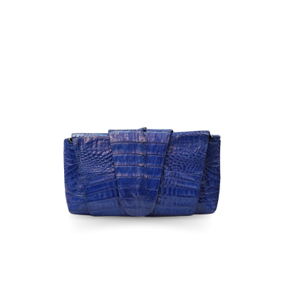 CROCODILE HORNBACK AND TAIL LEATHER WRAP CLUTCH BAG : CLB0217HKR