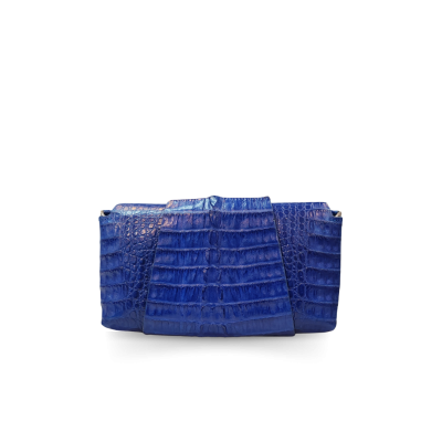 CROCODILE HORNBACK AND TAIL LEATHER WRAP CLUTCH BAG : CLB0217HKR