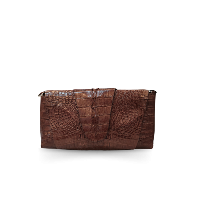 CROCODILE HORNBACK AND TAIL LEATHER WRAP CLUTCH BAG : CLB0353HKLR