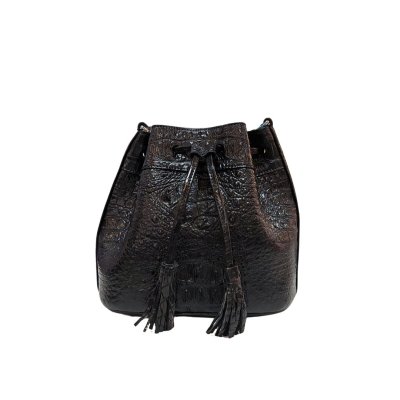 CROCODILE HORNBACK LEATHER BUCKET BAG : CLB0421HY