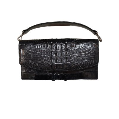 CROCODILE TAIL LEATHER TOP HANDLE CLUTCH CROSS-BODY BAG : CLB0673TMX