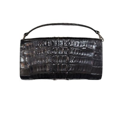 CROCODILE TAIL LEATHER TOP HANDLE CLUTCH CROSS-BODY BAG : CLB0673TMX