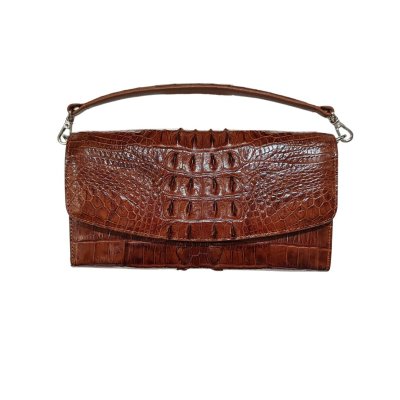 CROCODILE TAIL LEATHER TOP HANDLE CLUTCH CROSS-BODY BAG : CLB0673TMX