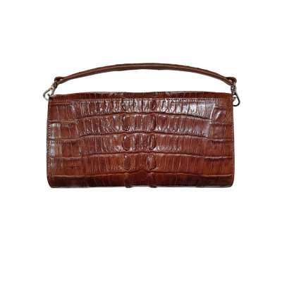 CROCODILE TAIL LEATHER TOP HANDLE CLUTCH CROSS-BODY BAG : CLB0673TMX