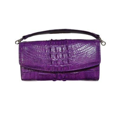 CROCODILE TAIL LEATHER TOP HANDLE CLUTCH CROSS-BODY BAG : CLB0673TMX