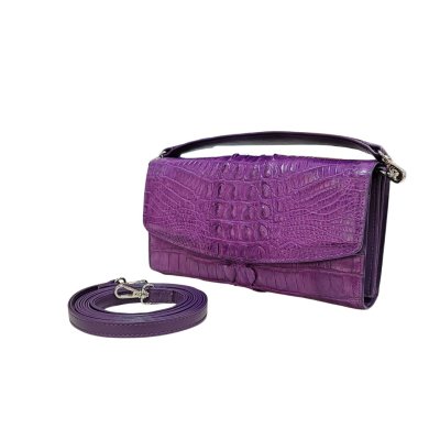 CROCODILE TAIL LEATHER TOP HANDLE CLUTCH CROSS-BODY BAG : CLB0673TMX