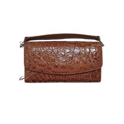 CROCODILE BELLY LEATHER TOP HANDLE CLUTCH CROSS-BODY BAG : CLB0673SMX