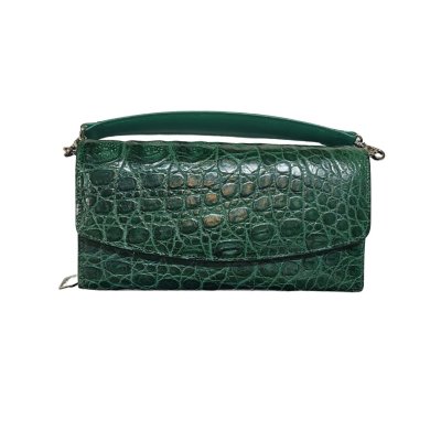 CROCODILE BELLY LEATHER TOP HANDLE CLUTCH CROSS-BODY BAG : CLB0673SMX