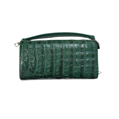 CROCODILE BELLY LEATHER TOP HANDLE CLUTCH CROSS-BODY BAG : CLB0673SMX