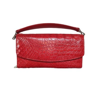 CROCODILE BELLY LEATHER TOP HANDLE CLUTCH CROSS-BODY BAG : CLB0673SMX