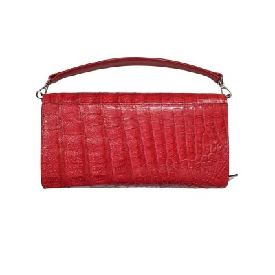 CROCODILE BELLY LEATHER TOP HANDLE CLUTCH CROSS-BODY BAG : CLB0673SMX